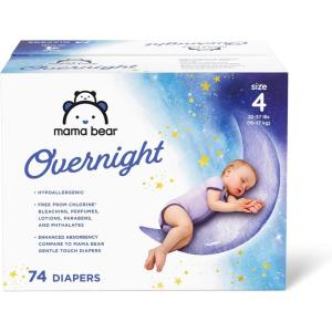 imageAmazon Brand  Mama Bear Disposable Overnight Baby Diapers Hypoallergenic Night Time Protection Size 4 74 Count WhiteSize 4 74 Count