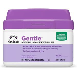 imageAmazon Brand  Mama Bear Gentle Baby Formula MilkBased Powder with Iron Complete Nutrition Easy to Digest 215 Ounce Pack of 1