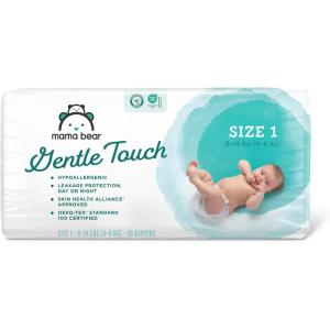 imageAmazon Brand  Mama Bear Gentle Touch Diapers Size 1 196 Count 4 packs of 49Size 1 49 Count