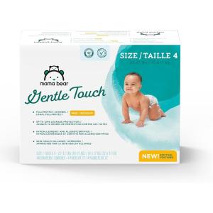 imageAmazon Brand  Mama Bear Gentle Touch Diapers Size 1 196 Count 4 packs of 49Size 4 148 Count