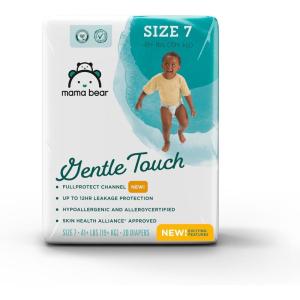 imageAmazon Brand  Mama Bear Gentle Touch Diapers Size 1 196 Count 4 packs of 49Size 7 20 Count