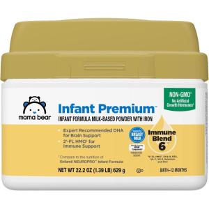 imageAmazon Brand  Mama Bear Infant MilkBased Baby Formula Powder with Iron 2FL HMO Omega3 DHA and Choline Brain Growth Immunity NonGMO 139 pound Pack of 1222 Ounce Pack of 1