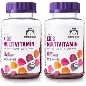 imageAmazon Brand  Mama Bear Organic Kids Multivitamin 60 Gummies 1 Month Supply Packaging May Vary Berry Cherry ampamp Orange60 Count Pack of 2