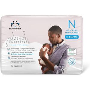 imageAmazon Brand  Mama Bear Plush Protection Diapers  Size Newborn One Month Supply Hypoallergenic Premium Disposable Baby Diapers 128 Count Pack of 4 White and Cloud DreamsSize 0 32 Count