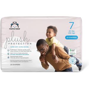 imageAmazon Brand  Mama Bear Plush Protection Diapers  Size Newborn One Month Supply Hypoallergenic Premium Disposable Baby Diapers 128 Count Pack of 4 White and Cloud DreamsSize 7 23 Count