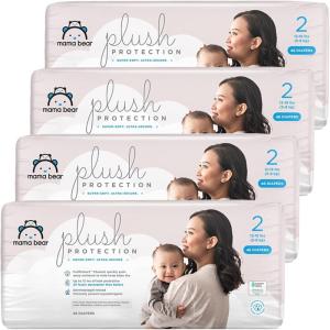 imageAmazon Brand  Mama Bear Plush Protection Diapers  Size Newborn One Month Supply Hypoallergenic Premium Disposable Baby Diapers 128 Count Pack of 4 White and Cloud DreamsSize 2 184 Count