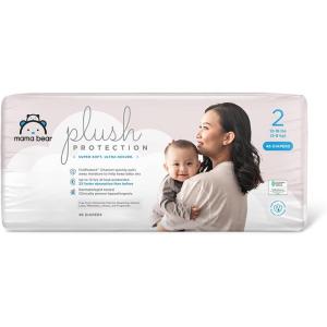 imageAmazon Brand  Mama Bear Plush Protection Diapers  Size Newborn One Month Supply Hypoallergenic Premium Disposable Baby Diapers 128 Count Pack of 4 White and Cloud DreamsSize 2 46 Count
