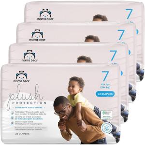 imageAmazon Brand  Mama Bear Plush Protection Diapers  Size Newborn One Month Supply Hypoallergenic Premium Disposable Baby Diapers 128 Count Pack of 4 White and Cloud DreamsSize 7 92 Count