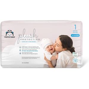imageAmazon Brand  Mama Bear Plush Protection Diapers  Size Newborn One Month Supply Hypoallergenic Premium Disposable Baby Diapers 128 Count Pack of 4 White and Cloud DreamsSize 1 54 Count