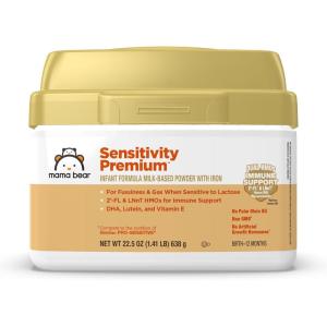 imageAmazon Brand  Mama Bear Sensitivity Baby Formula Powder 2FL HMO for Fussiness ampamp Gas when Sensitive to Lactose NonGMO 225 oz 14 pound Pack of 1225 Ounce Pack of 1