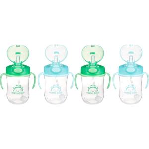 imageAmazon Brand  Mama Bear Silicone Weighted Straw Sippy Cup 9 Ounces Pack of 2 BlueGreen2 Count Pack of 2