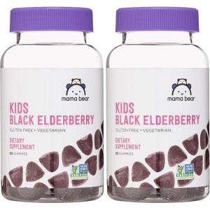 imageAmazon Brand  Mama Bear Vegetarian Kids Black Elderberry Gummies 300 mg with Vitamins C D E and Zinc  Immune System Support  60 Gummies 1 to 2 Month Supply NonGMO Gluten Free60 Count Pack of 2