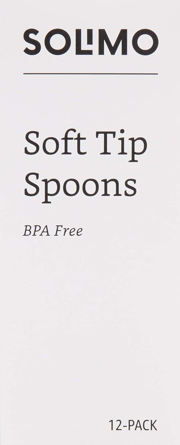 imageAmazon Brand  Solimo Soft Tip Baby Spoons Pack of 12 Multicolor