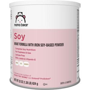 imageAmazon Brand  Mama Bear Soy Based Powder Infant Formula with Iron for Fussiness amp Gas LactoseFree 22 ounce Pack of 1