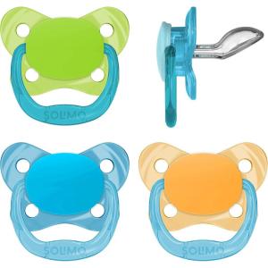 imageAmazon Brand  Solimo Orthodontic Baby Pacifier Stage 2 612M BPA Free Assorted Colors Pack of 4