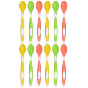imageAmazon Brand  Solimo Soft Tip Baby Spoons Pack of 12 Multicolor